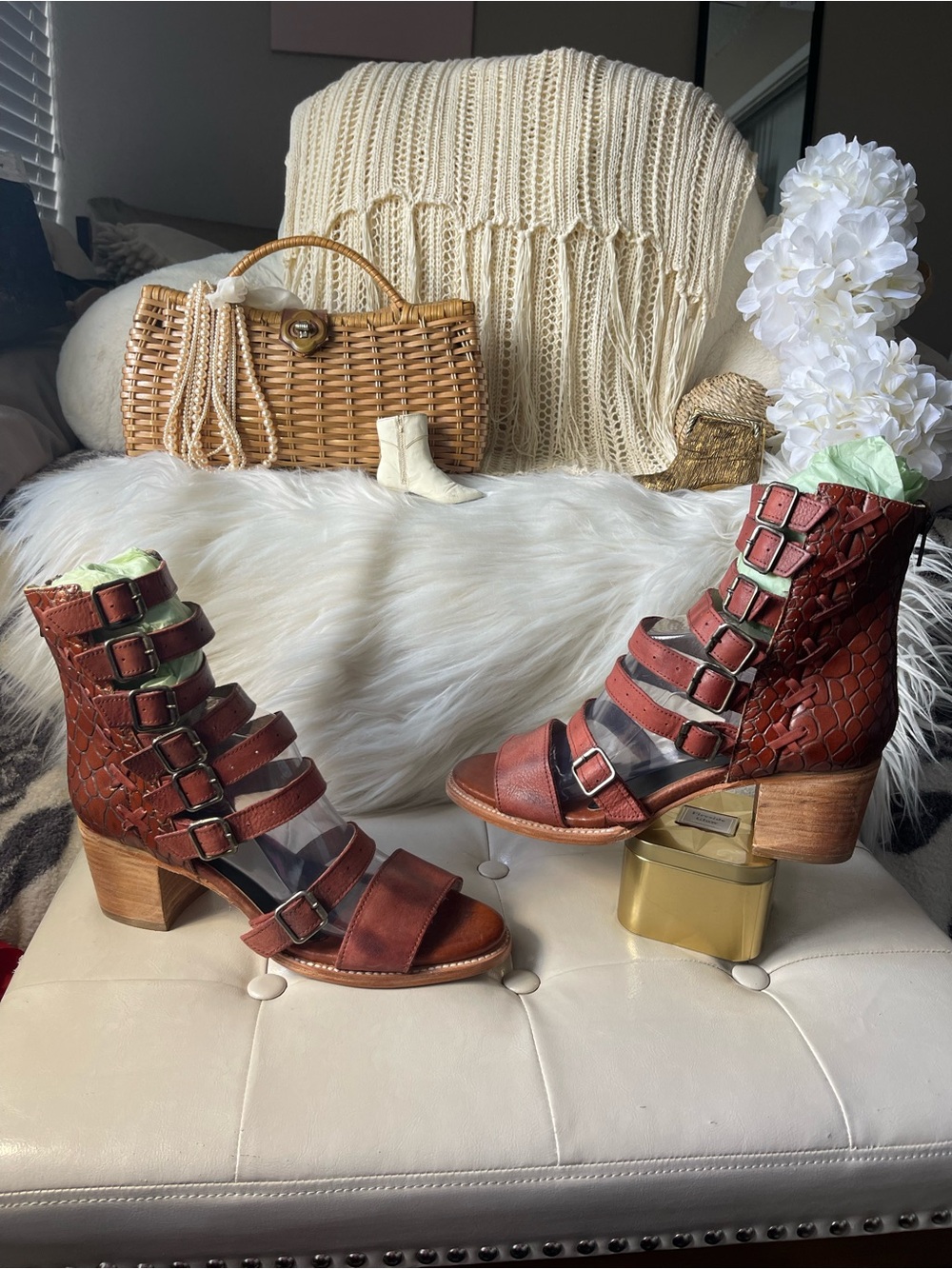 Freebird NWOT Retired “Country” Gladiator Leather Sandal in Rust Tone Colorway